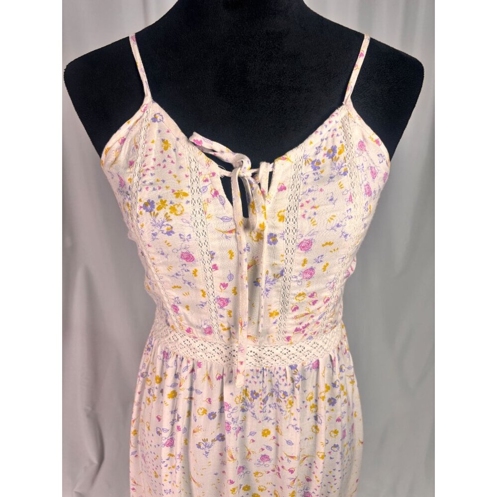 Japna Floral Maxi Dress Small - Boho Chic Cottagecore High-Low Ruffle Hem - Past - Picture 3 of 14